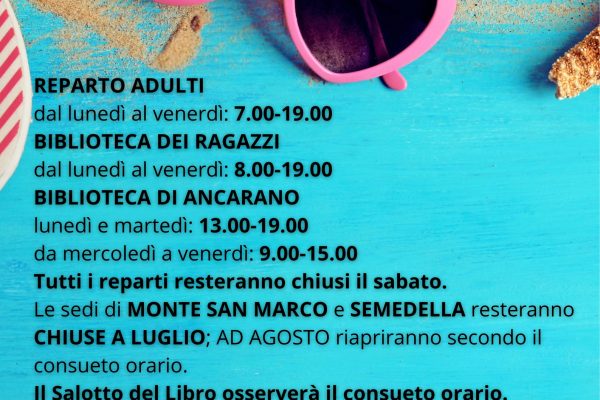 Orario estivo della Biblioteca di Capodistria